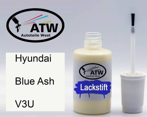 Hyundai, Blue Ash, V3U: 20ml Lackstift, von ATW Autoteile West.